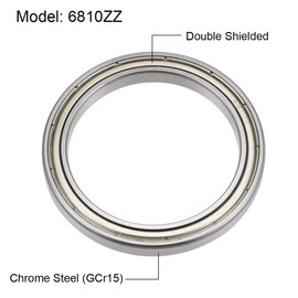 sourcing map 6810ZZ Deep Groove Ball Bearings 50mm Inner Dia 65mm OD 7mm Bore Double Shielded Chrome Steel Z2 2pcs