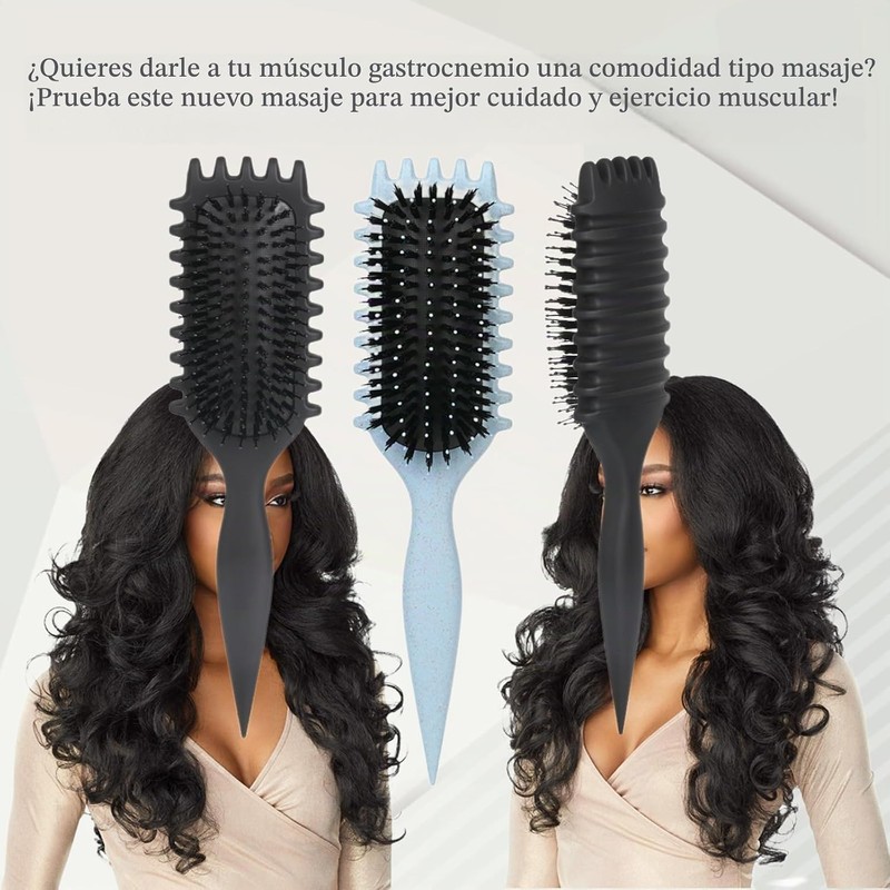 Cepillo Para Cabello Rizado, Definidor De Rizos Con Jabalí Y