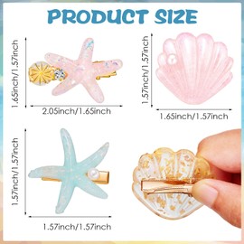 12 Pieces Artificial Shell Pearl Starfish Seashell Hair Clip Set Acrylic Resin Girl Lady Hair Clip Headdress Hairstyle Tool Accessories Beach Wedding Supplies (Elegant)