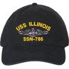 USS Illinois SSN-786 with Silver Dolphins Unstructured Dad Cap (Black)