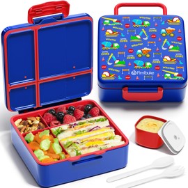 Fimibuke Bento Lunch Box for Kids - Leak Proof Toddler Bento Box with 4 Compartments BPA Free Dishwasher Safe Lunch Container with Utensils, Ideal Portion Sizes for Ages 3-12 Girls Boys for School