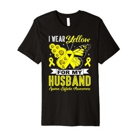 I Wear Yellow for My Husband Spina Bifida Awareness Month Premium T-Shirt