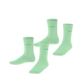 ESPRIT Unisex Children's Foot Logo 2-Pack Socks Breathable Sustainable Organic Cotton Reinforced Durable Non-Slip Flat Seam Pressure-free Toe Plain Multipack 2 Pairs, Green After Eight 7134