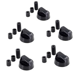 DL-pro 5 x Universal Rotary Knob Set, Diameter 42 mm, Rotary Handle Toggle with 6 mm and 8 mm Adaptors, Knobs for Almost All Cookers, Hobs, Ovens, Gas Hobs (Black)