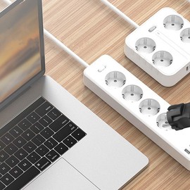 CERRXIAN 2 Pack 90 Degree Schuko Plug to C5 Adapter 2 Pin CEE 7/7 Male to IEC320 C5 Female Adapter Suitable for C5 Cable Devices (I)