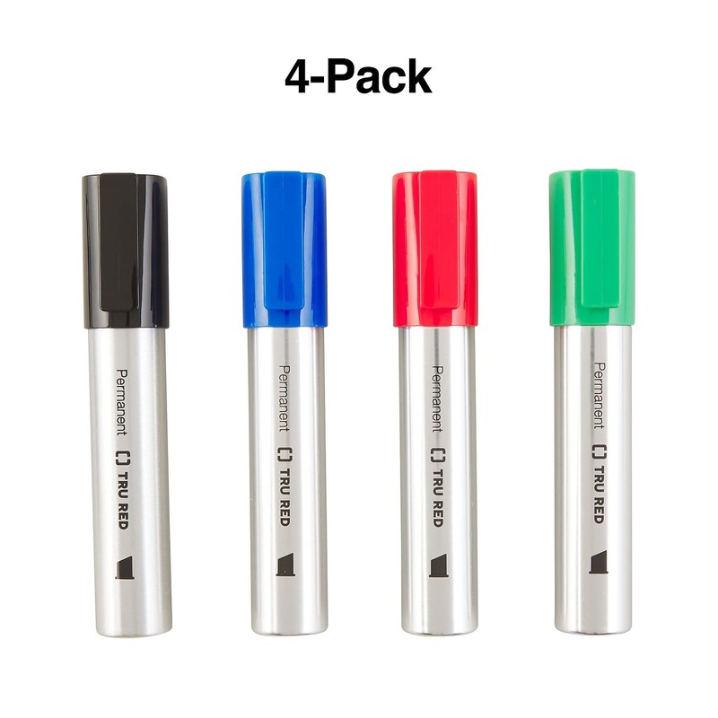 TRU RED Staples XL Tank Permanent Markers, Chisel Tip, Assorted,