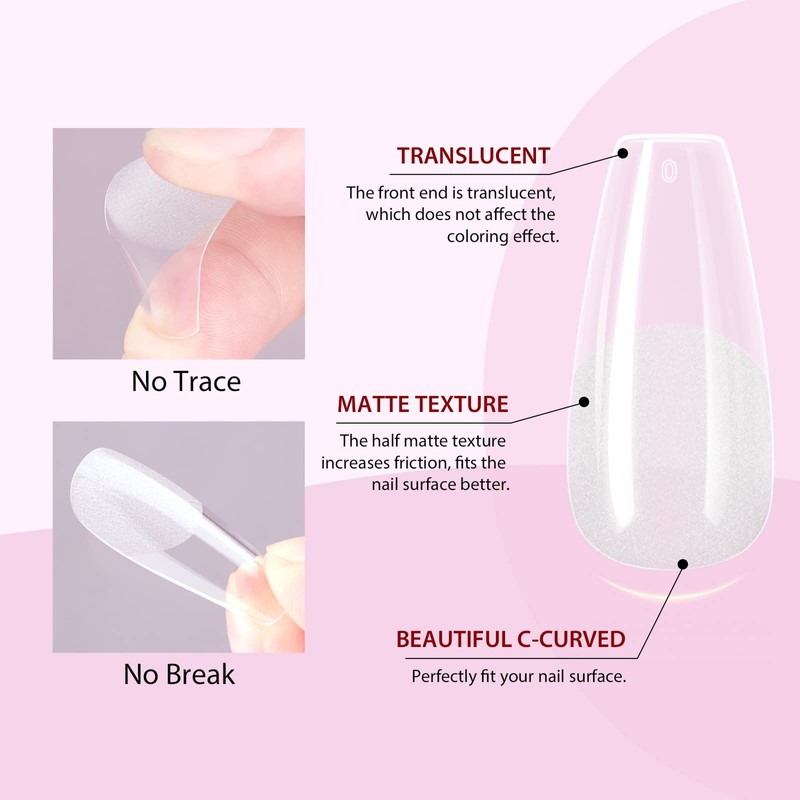 Saviland Nail Tips Ultra Thin 240pcs Clear Nail Tips Medium