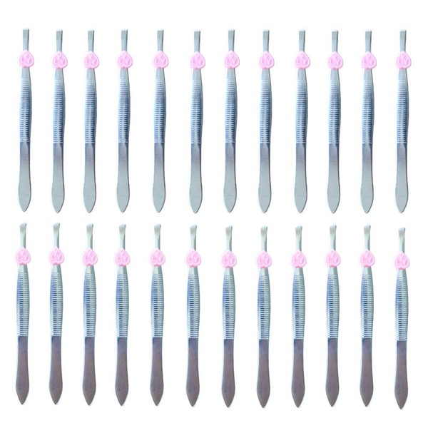 Pack of 24 oblique eyebrow tweezers and flat stainless steel tweezers Precision clipper for eyebrow shaping and facial hair removal