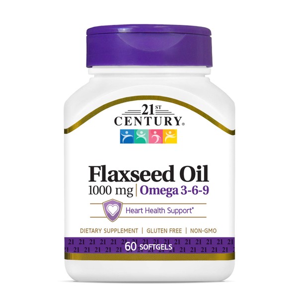 21st Century Flaxseed Oil 1000 mg Softgels, 60 Count (22407)