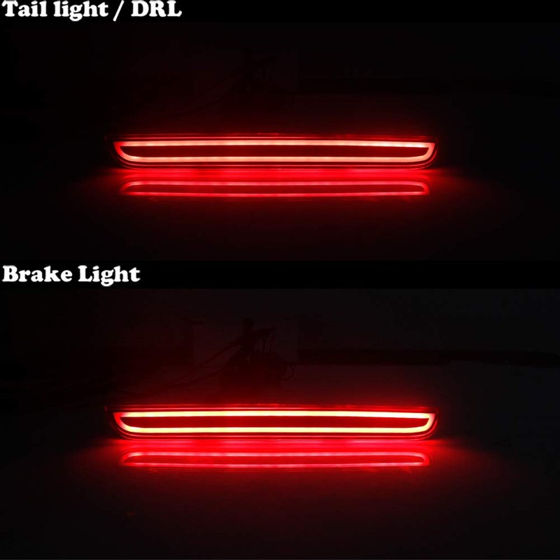 GTINTHEBOX Smoked Lens LED Rear Bumper Reflector Brake Tail Light