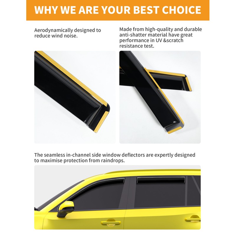 Deejecsun in-Channel Window Rain Guards Fit for Toyota Grand Highlander