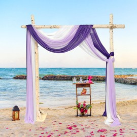 Roahosy 3 Panel Wedding Arch Draping Fabric, Purple Chiffon Backdrop Curtain Sheer Hanging Draping Fabric for Ceremonies, Parties, Festivals, Stage Decorations (30" x 20ft)