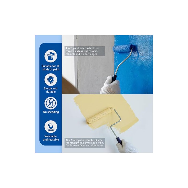 20 Pack Microfiber Paint Roller, 4 Inch and 6 Inch,