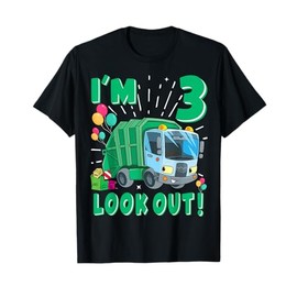 Three 3rd Birthday Garbage Truck Trash Boy 3 Years Old T-Shirt