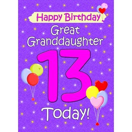 Great Granddaughter 13th Birthday Card (Lilac)