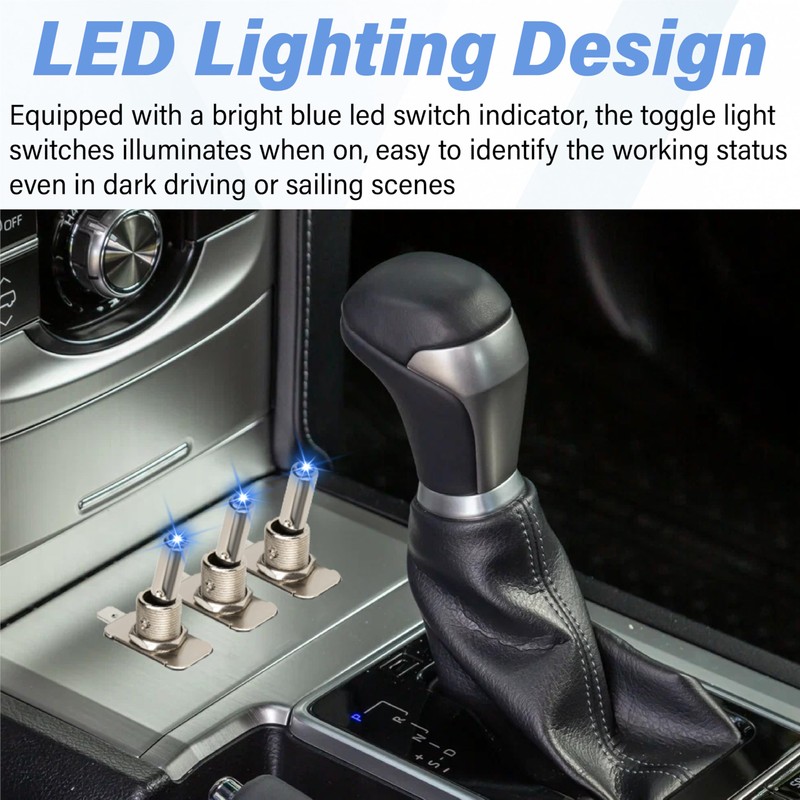3 PCS LED Lighted Rocker Toggle Switch, 12V SPST 3