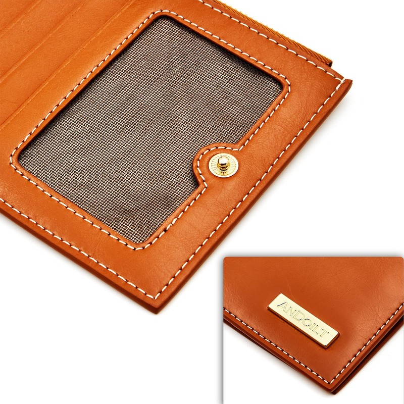 ANDOILT Womens Genuine Leather Wallet RFID Blocking Credit Card Holder