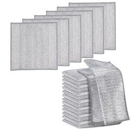 6 PCS Wire Dishwashing Rag Multipurpose Wire Dishwashing Rags for Wet and Dry Reusable Double Layer Non Scratch Wire Dish Washing Rag Cloths for Kitchen Bathroom for Dishes Sinks Counters Stove Tops