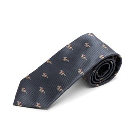 A woven grey colour tie with horse racing jockeys, very smart to wear on business, at the races or any time (1105)