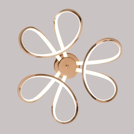Q&S Modern Dining Room Light Fixture,Kitchen Led Ceiling Light,Dimmable Gold Flush Mount Ceiling Light Fixture for Bedroom with Remote,Flower Led Chandelier for Living Room Hallway 3-Color Change