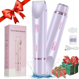 Electric Hair Trimmer for Women, 1 Box Rechargeable 2 in 1 Body & Facial Diffuser Hair Removal Double Head Trimmer for Face Underarm Legs, Winter & New Year Gift - Color: Pink, Specification: one-size