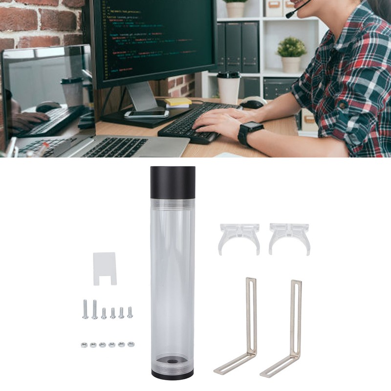 240mm Reservoir Water Cooling Cylindrical 4 Holes G1/4 Thread Acrylic