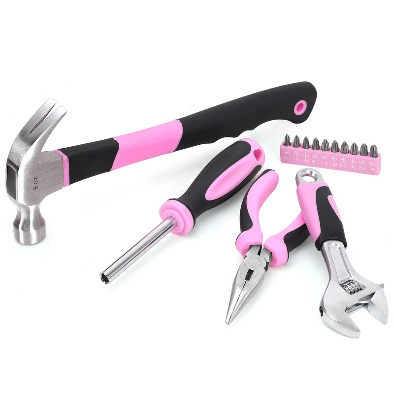 FASTPRO 15-Piece Pink Tool Kit, Household Tools set for women,