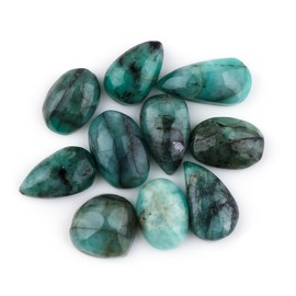 ColouredRocks Emerald (60cts) (10pcs) (15-20mm) Natural Cabochon Crystals, Loose Gemstone, Wholesale Polished Supply, Jewelry Making, Chakra Healing Stone, DIY Craft, Gem Collection