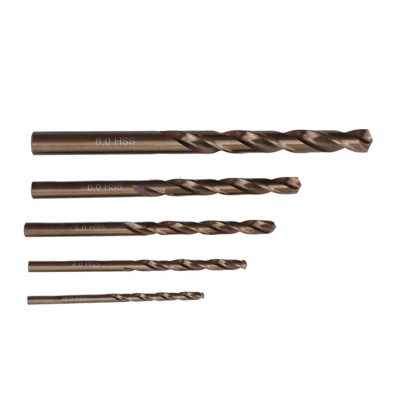 5Pcs Straight Shank Twist Drill Bit HSS 3 4 5