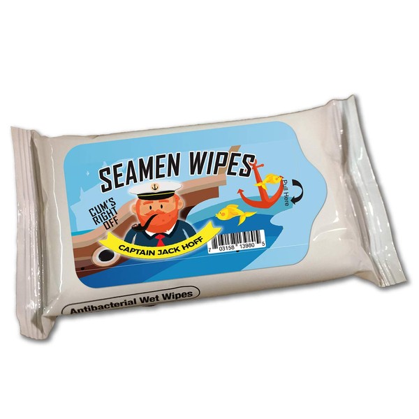 Captain Jack Hoff’s Seamen Wipes - Novelty Wet Wipes - Weird Gag Gifts for Men - Travel Size