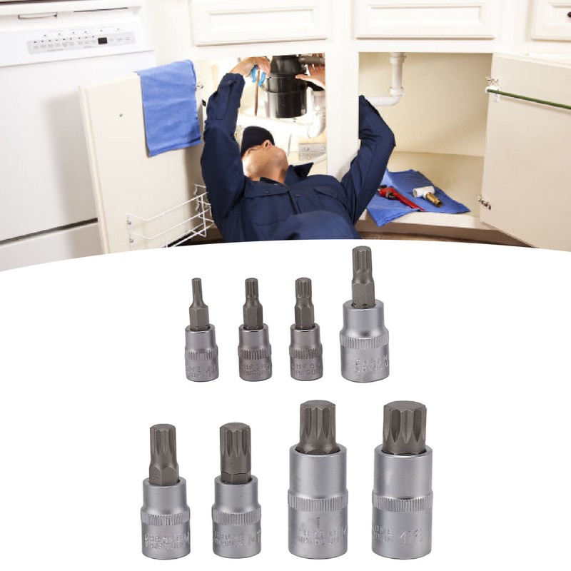 8PCS Hex Bit Set 1/2in 1/4in 3/8in Iron Hex Heads