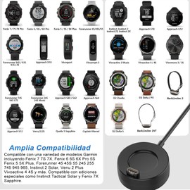 EYNSHOO Cable de Carga para Garmin, Forerunner 965 955 945 935 265 255 245 55 45, Approach S10 S12 S42 S60 S70, Fenix 7 7S 7X 6 6S 6X, Vivoactive 3 4 4S, Instinct 2, Venu 2 Plus 2S, Longitud 1M/3.3FT