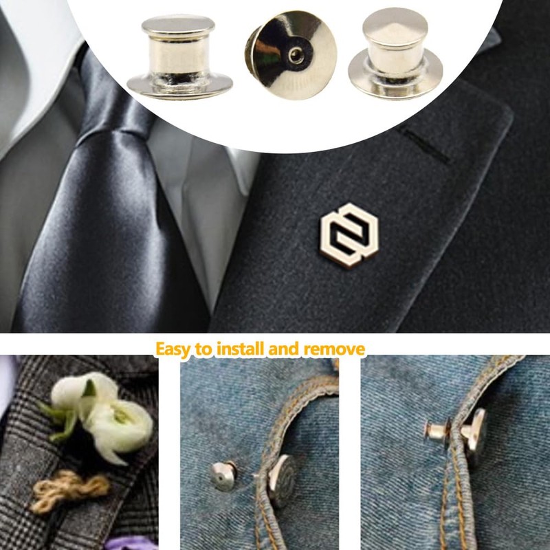 Hocansen 30pcs Metal Locking Pins DIY Flat Cap Pins Badge