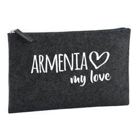 Huuraa Kulturbeutel Armenia My Love Geschenk 1 Liter Charcoal Filz Armenia Geschenkidee