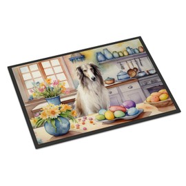 Caroline's Treasures DAC6769MAT Decorating Easter Borzoi Doormat Front Door Mat Indoor Outdoor Rugs for Entryway, Non Slip Washable Low Pile, 18H X 27W