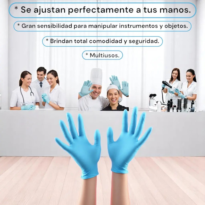 Guantes De Nitrilo Azul Uniseal Libres De Látex 200 Pzas