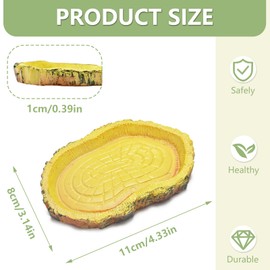 Coco Berming Pack of 2 Water Bowls Terrarium, Turtle Feeder Bowls, Terrarium Accessories for Reptiles such as Turtles, Snakes, Geckos (Yellow)