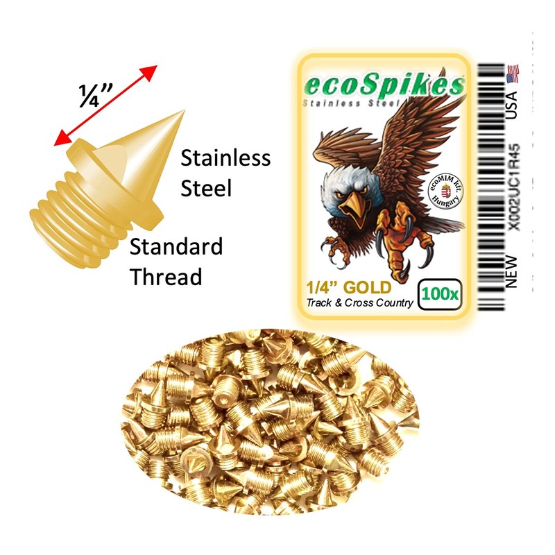 ecoSpikes Stainless Steel Track and Cross Country Spikes (1/4" Gold,