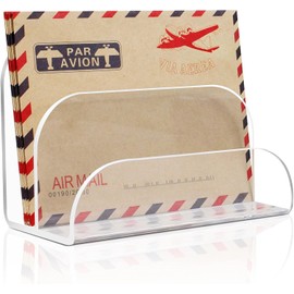 ChengFu Acrylic Mail Organizer 2 Sections, File Organizer for Desk Clear Desk Organizer File Sorter File Folder Holder Mail Organizer Letter Holder for Envelopes, Mail(2 Packs)