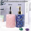Decorative Crystal Soap Dispenser, Natural Stone Design, Gold Pump, Bathroom