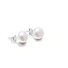 TreasureBay Natural Freshwater Pearl Stud Earrings With 925 Silver (White)