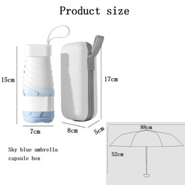 CocCCoon Mini Umbrella 6 Ribs For Travel School Daily Life Small Umbrella for Men Women Sun Umbrella with Capsule Case Handbag Umbrella Gradient Sky Blue Compact Umbrella Travel Umbrella