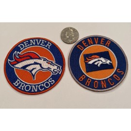 (2) DENVER BRONCOS VINTAGE EMBROIDERED IRON ON PATCHES   3"x3" AWESOME!!