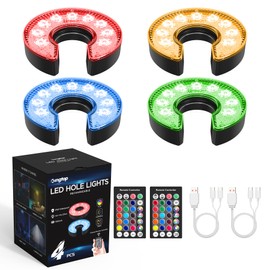 KINGTOP Rechargeable LED Golf Hole Light - Waterproof, Focused Illumination Lens, Remote-Controller, Perfect for Backyard Night Golf Practice Putting Green, Camping, Outdoor Party, C-4Pack