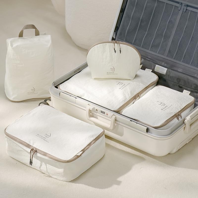 8 Piece Garment Bag, Beige.