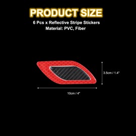 PATIKIL Reflective Stripe Stickers, 6Pcs 3D Night Reflective Stickers High Visibility Safety Warning Decals Carbon Fiber Protection Decals Car Decor Accessories, Red