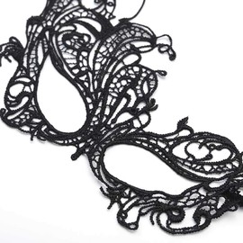 Zoestar Lace Masquerade Black Lace Costume Masqueradefor Women (Black)