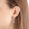 Cube Austrian Crystal Drop Long Dangle Earrings for Women 925