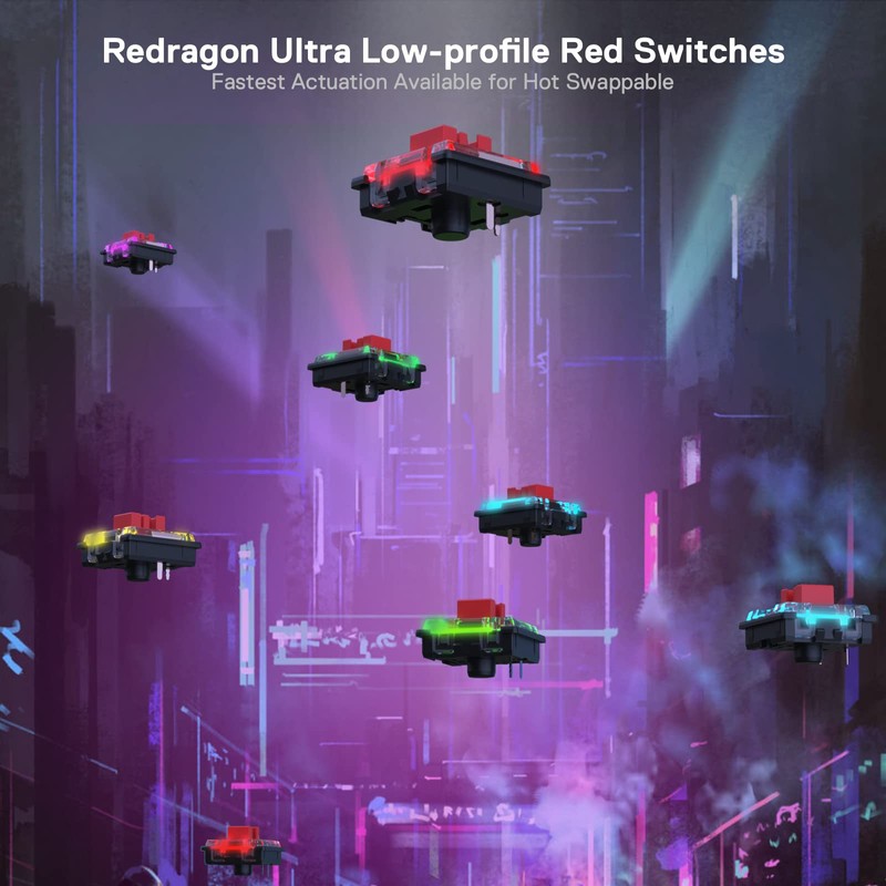 Redragon K632 Pro Teclado mecánico RGB Bluetooth/2.4Ghz/Alambrico, Ultra Low Profile,