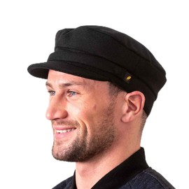 Hatman of Ireland Skipper Mariner Cap Traditional Melton Wool Hat for Men (US, Alpha, X-Large, Navy)